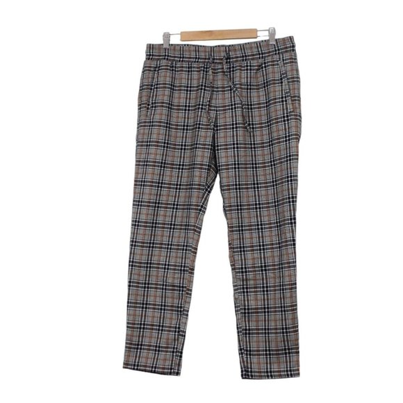 Forever 21 men's tapered leg plaid drawstring‎ pull on pants XL - Picture 1 of 16